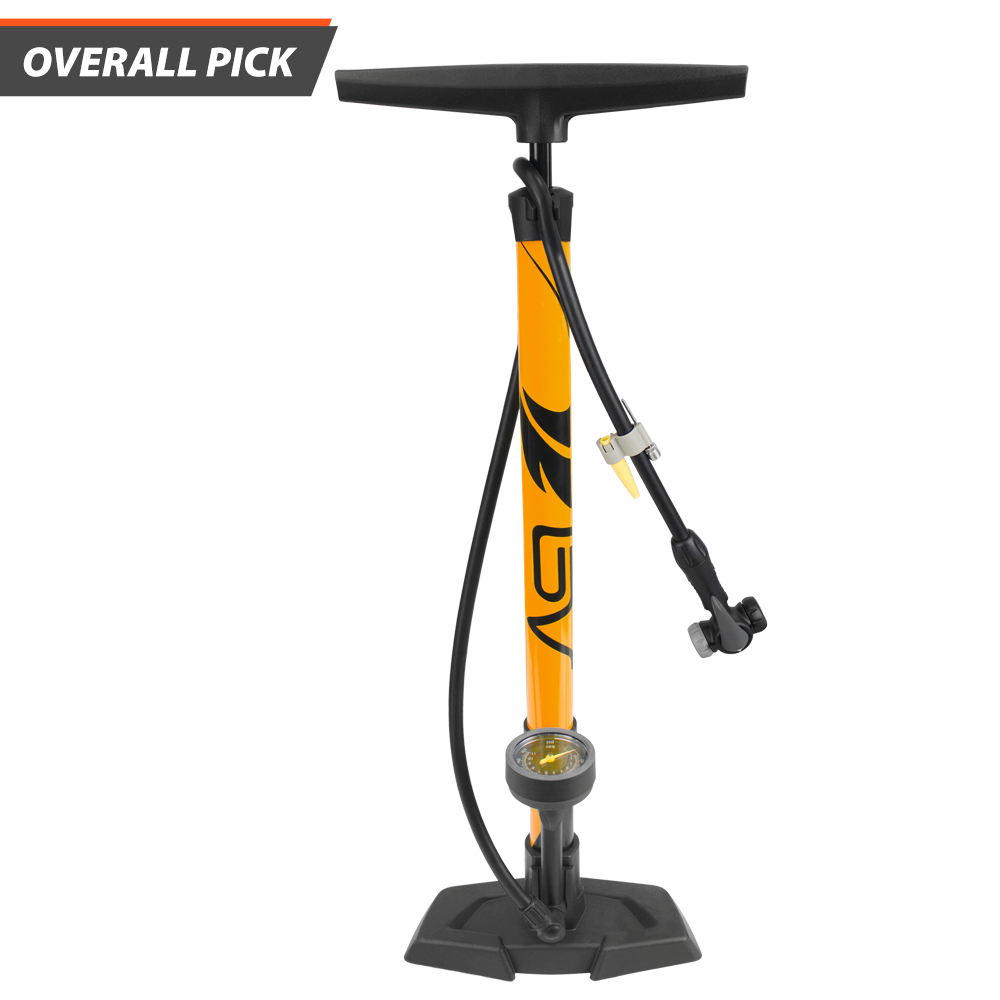 BV Bike Floor Pump with Gauge 160 PSI Clever Twin Valve Compatible with Presta & Schrader BV-GF55E